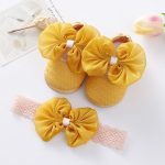 Baby Girl shoe & Headband Set Mustard (0-12 Months)