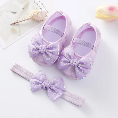 Light purple baby shoe and headband set
