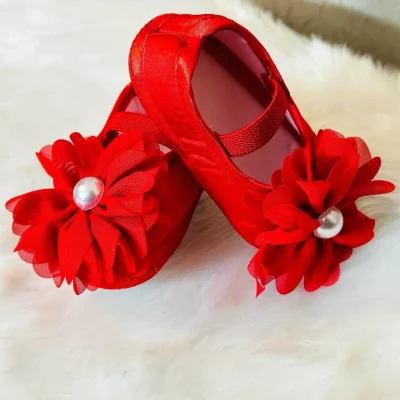 Red baby shoe and headband set