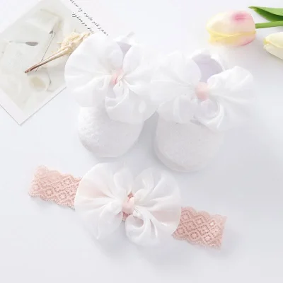 White baby shoe and headband set